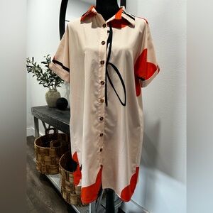 Floral Button-Down Shirt Dress